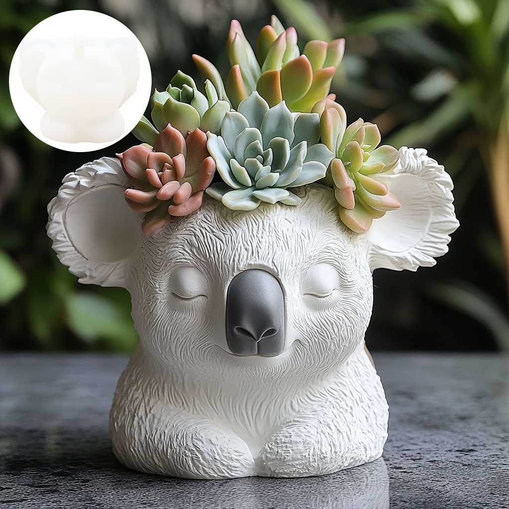 

Large koala shaped succulent plant flowerpot resin silicone mold cute koala pen holder storage box gypsum molds gift