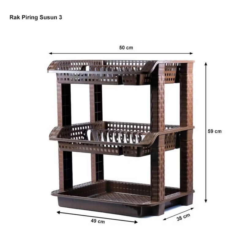 JAMIN MURAH !!!Rak Piring Plastik Tebal Susun 3 / Rak Piring Serbaguna / Rak Plastik Susun 3(BISA LA