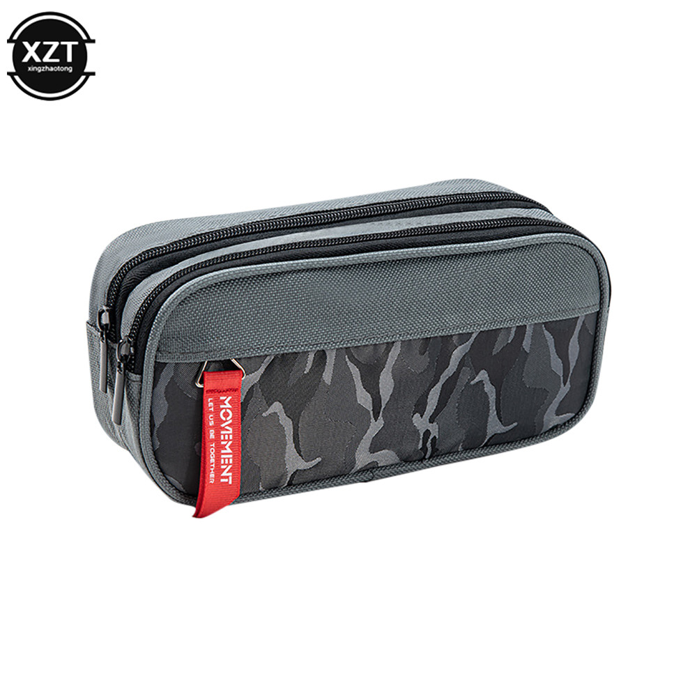 

Double zipper camouflage canvas pencil case Boys pencil bag School stationery bag Student pen case School supplies storage bags