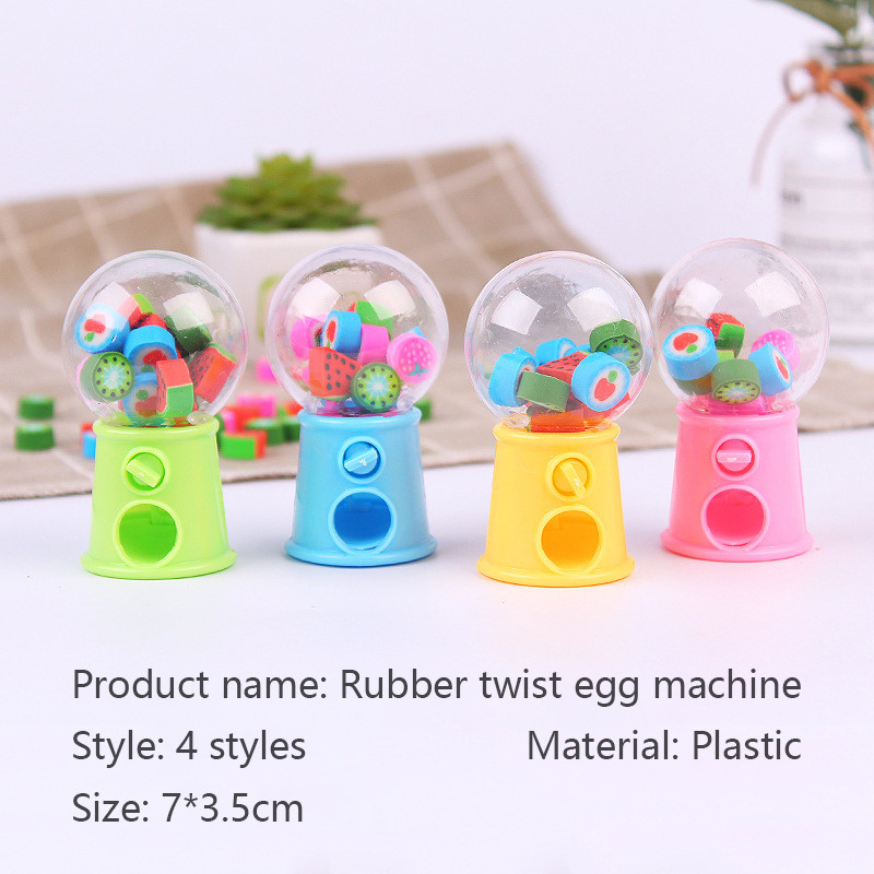 

Cute Mini Gashapon Machine Design Erasers Cartoon Fruit Rubber Erasers Kids Kawaii Stationery Correction Tool Office Supplies