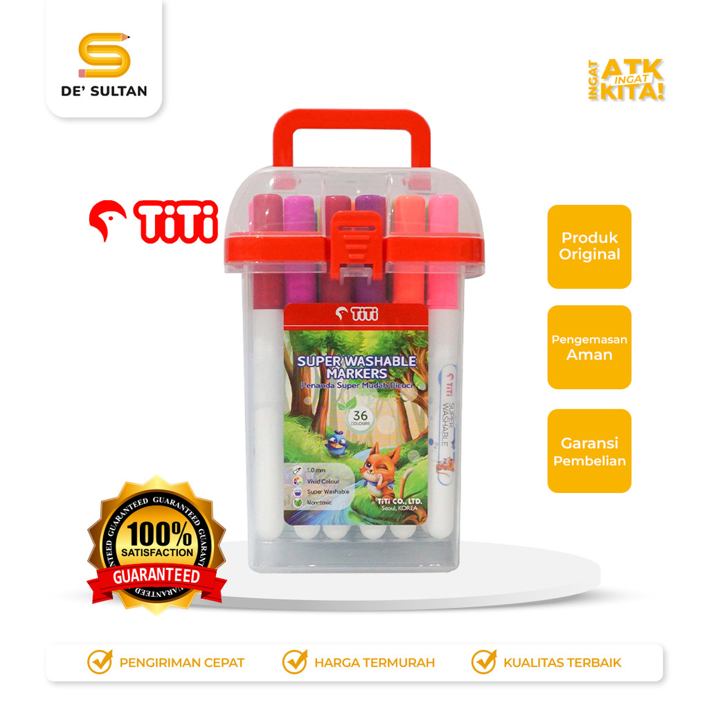 

TITI 36C SPIDOL WARNA MUDAH DICUCI/ SUPER WASHABLE MARKERS TI-SWM-36 (1SET)
