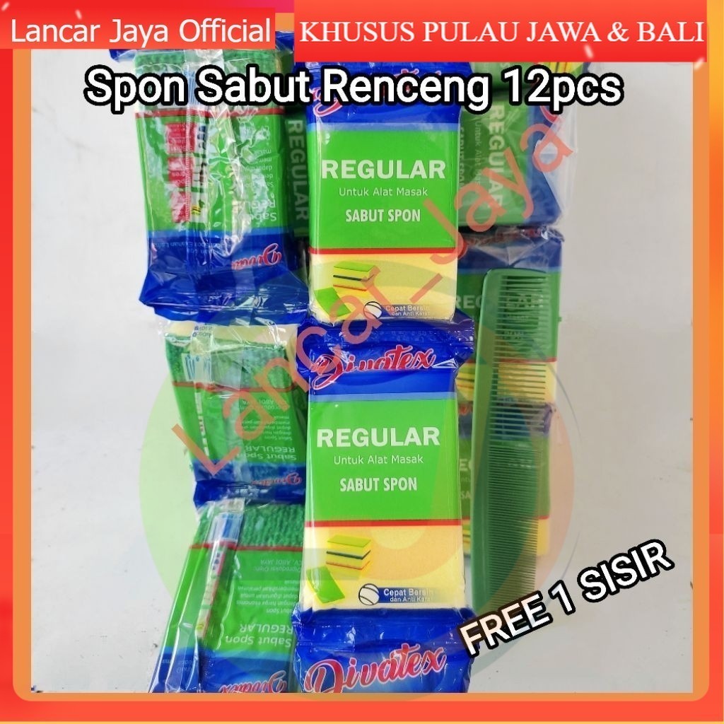 [RETAIL] SPON SABUT CUCI PIRING DIVATEC 1 LUSIN ISI 12 | SPON KARPET CUCI PIRING SUSEMI POLYTEC 1 PA