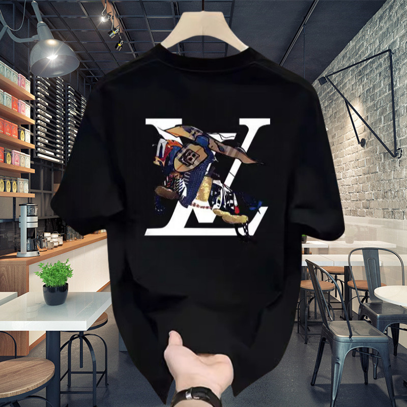 Outlets LV War Kaos Black White Oversized 20s Boxy Fit T Shirt Pria Wanita - Louis Vuitton 43