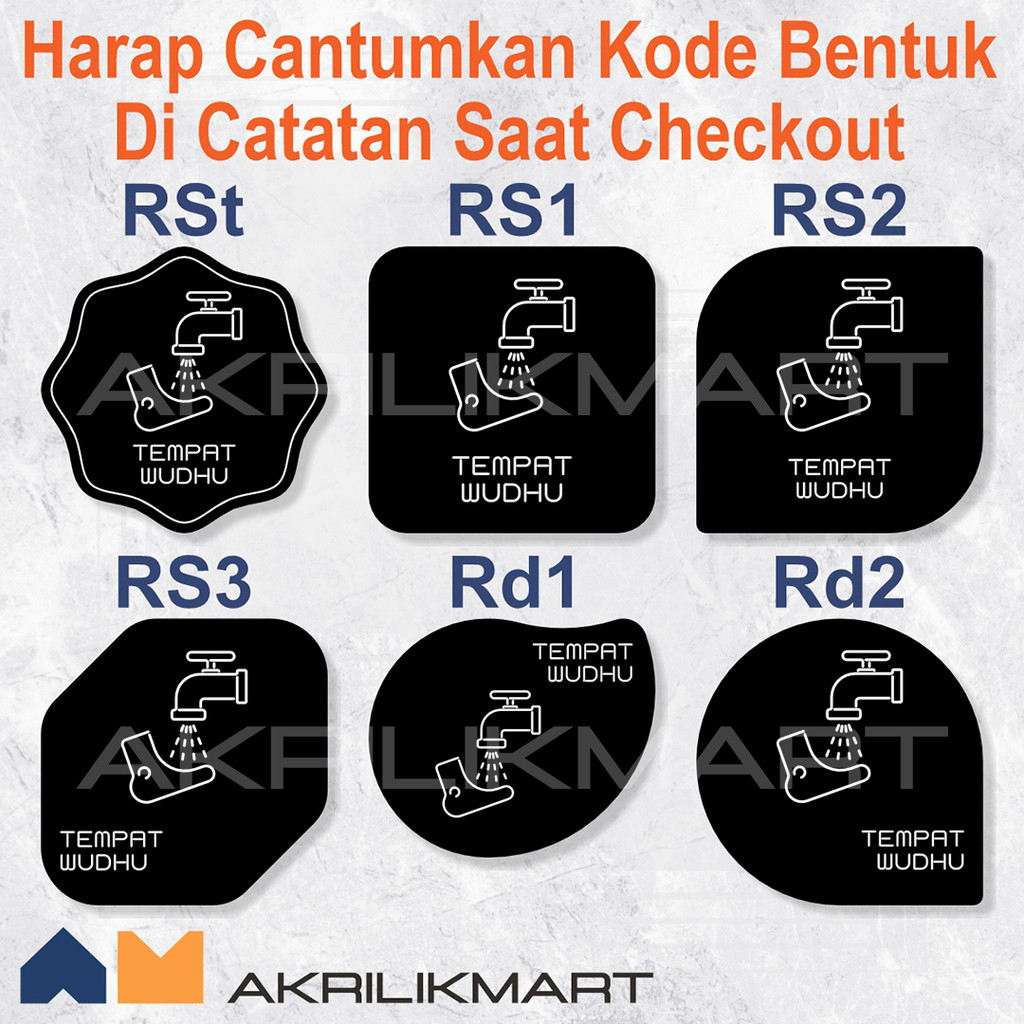 Tulisan Tempat Wudhu Sign Acrylic Tempel Dinding Papan Akrilik