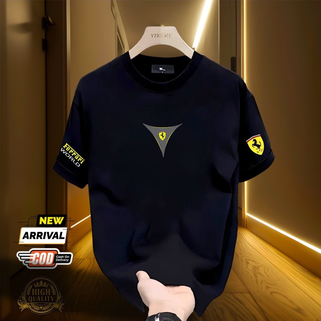 PS - Baju Kaos Pria Import Motif Ferrari DTF Keren