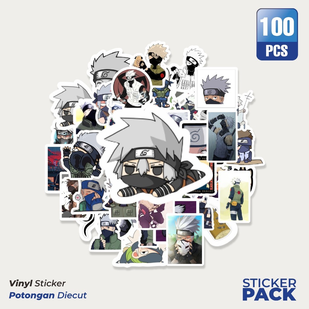 

MURAH 100 PCS Stiker Anime Hatake Kakashi Waterproof Aesthetic- Untuk Laptop, Motor, dan Helm - Paper Stationery Pack