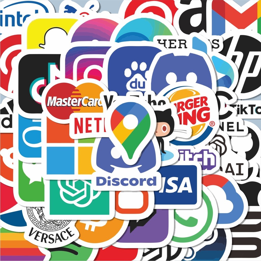 

100PCS Lucu Stiker Logo Aplikasi Klasik Stiker Aesthetic Stiker Anti Air Stikers Berperekat Waterproof sticker decal buat Motor Helm Buku Journal Koper Casing HP Laptop Botol Minum Hadiah anak