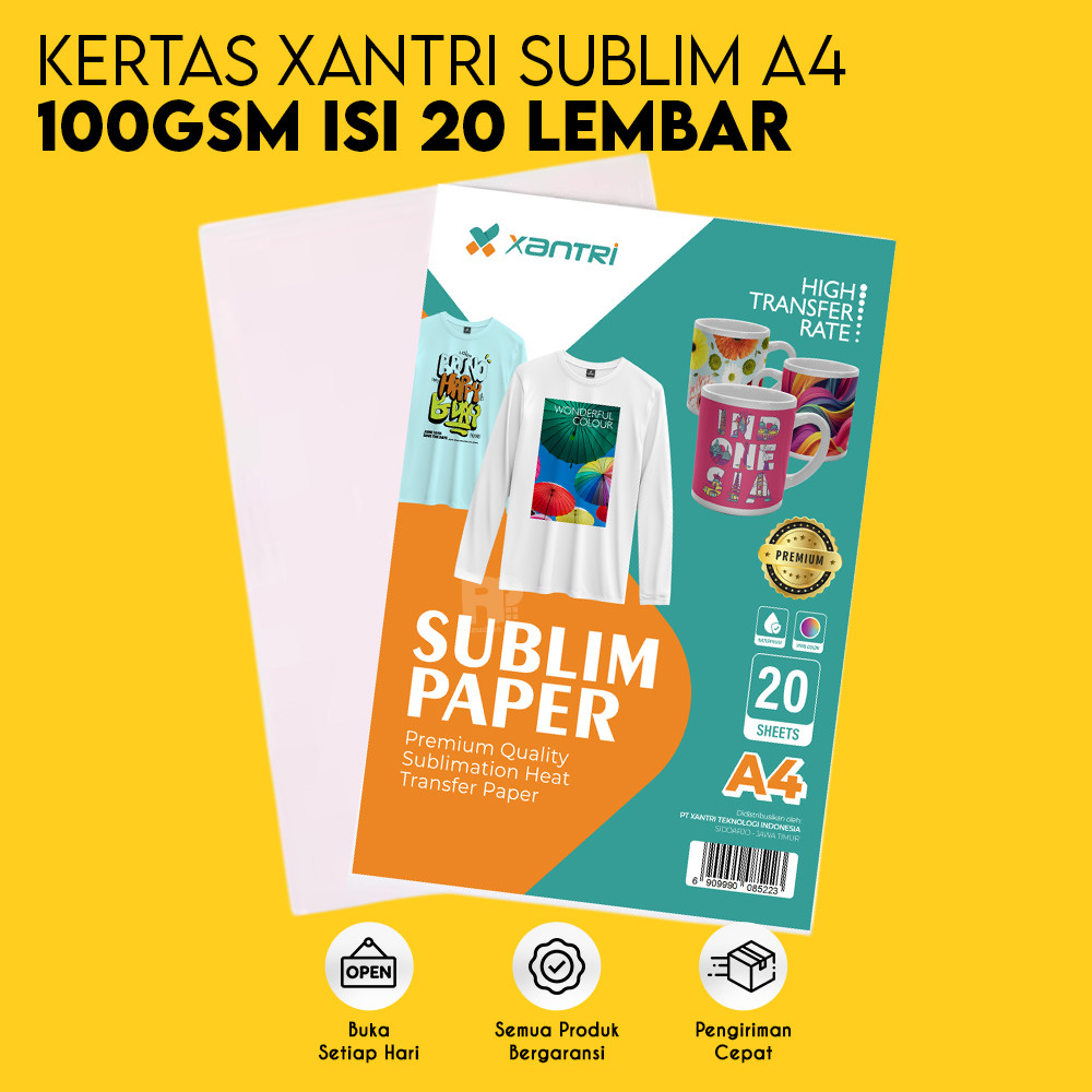 

Kertas Sablon Xantri Sublim A4 100gsm Berkualitas Tinggi Isi 50 / 20 / 100 Lembar Premium Quality Un