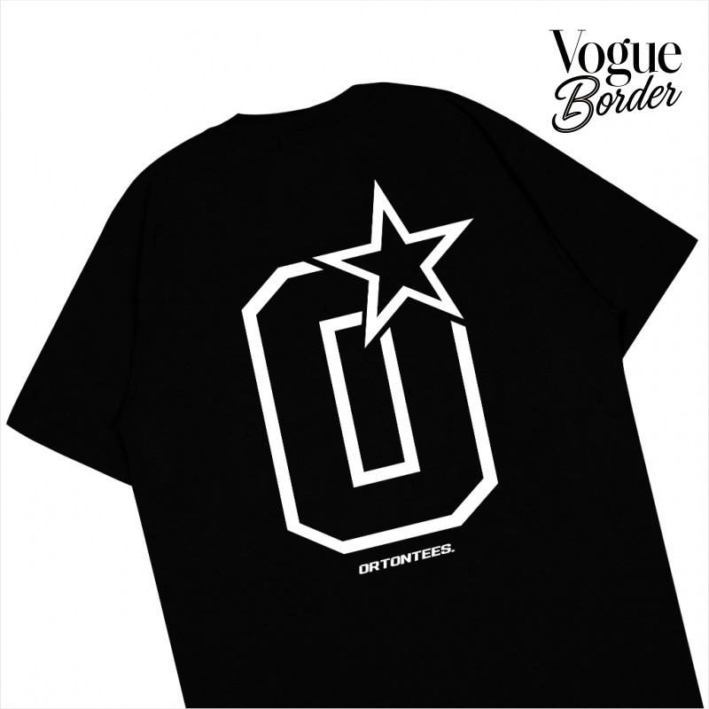 VOGUE BORDER ORTONTEES ORTSTAR Baju Kaos HITAM Pria Wanita lengan pendek Kaos Distro Combed Atasan p