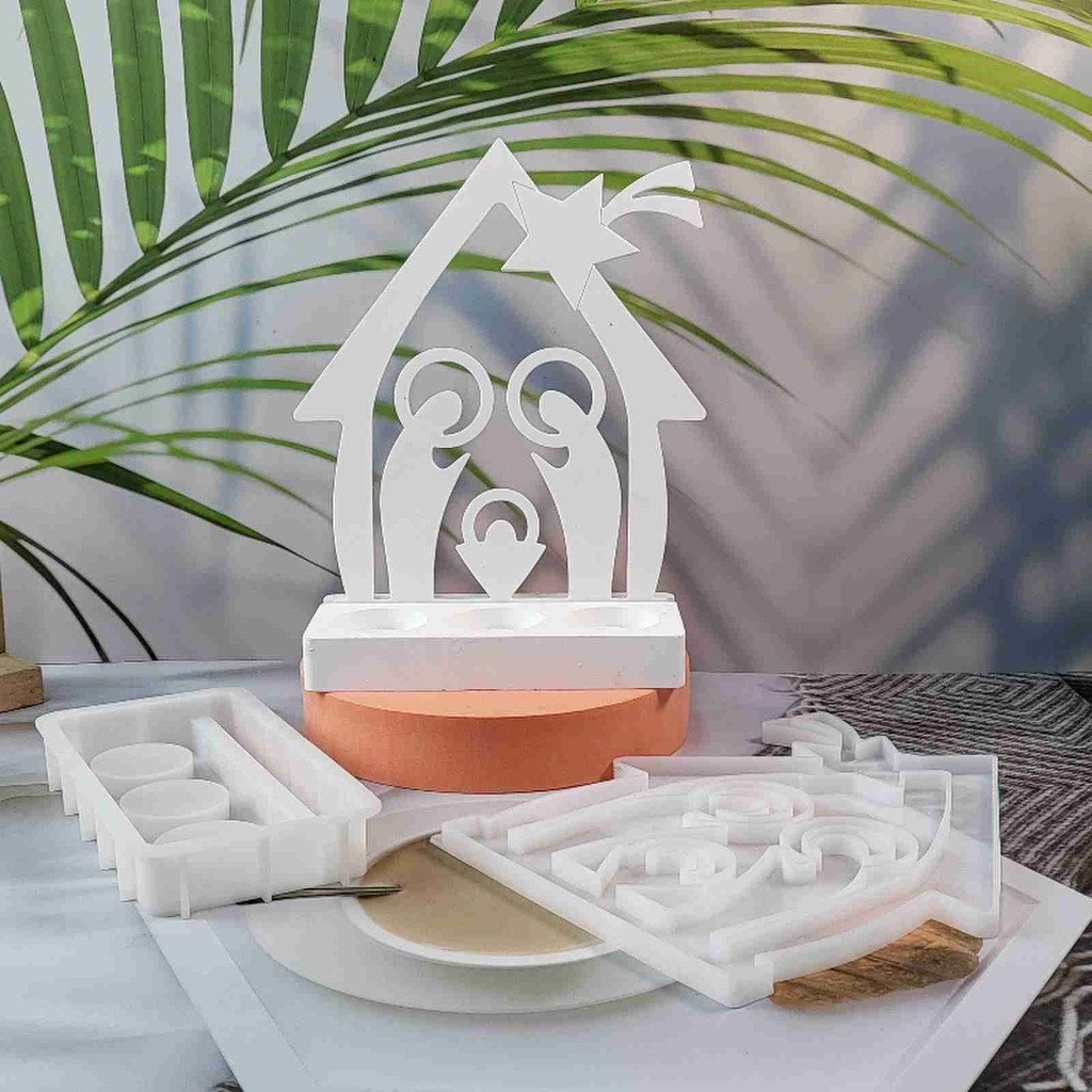 

Skeleton House in Villain Prayer Candle Insert Silicone Mold DIY Crafts Ornaments Resin Molds Home Decor Gifts