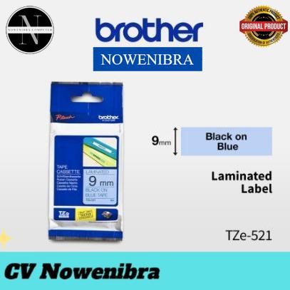 

Brother Label Tape TZE-521 9mm x 8m Laminated Black On Blue TZe521 - Black On Blue