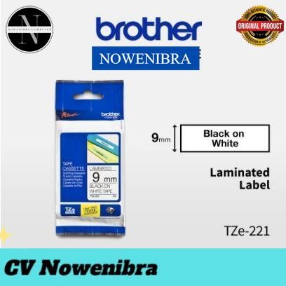 

Brother Label Tape TZE-221 9mm x 8m Black On White Laminated TZe221 - Balack On White