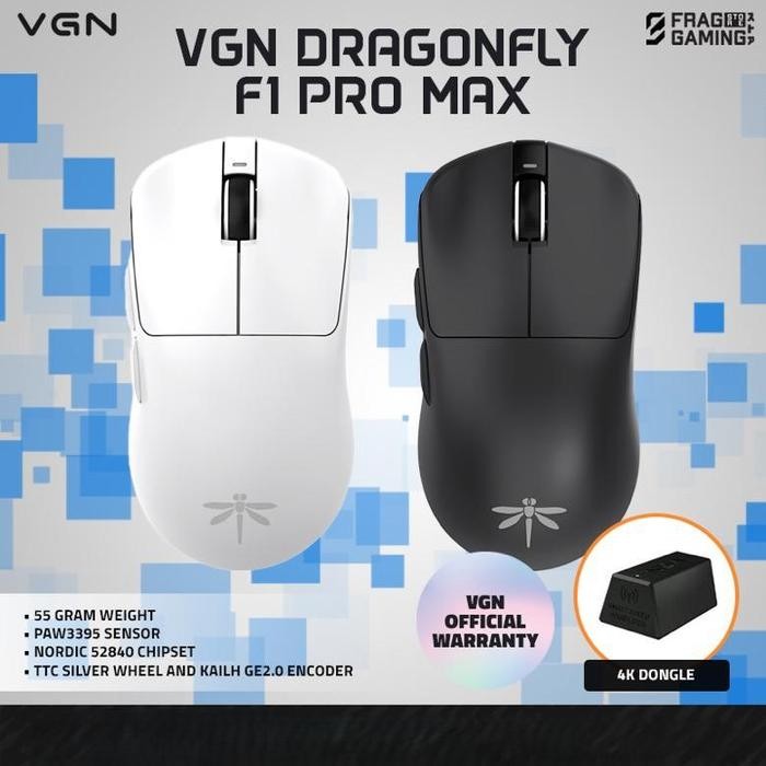 VGN Dragonfly F1 PRO MAX 4K Wireless Gaming Mouse VGNF1Pro F1PROMAX - Putih, NON DONGLE4K