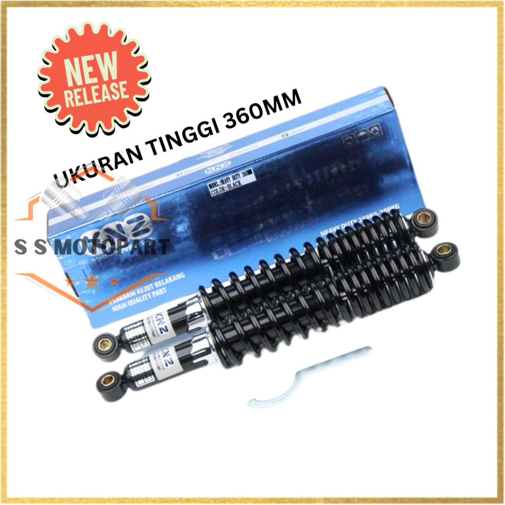 Shock Belakang Khusus Muat Berat 280MM 320MM 340MM BLACK Sok Angkut Muatan Berat Ori KNZ
