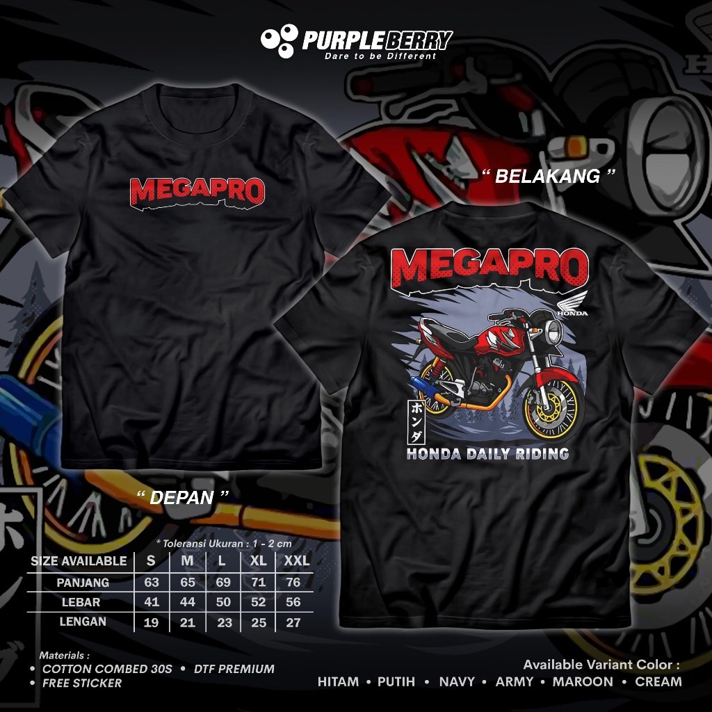 Kaos Honda Megapro Primus Daily Riding - Baju Distro Racing Otomotif Motor Herex CB GL MP Tiger
