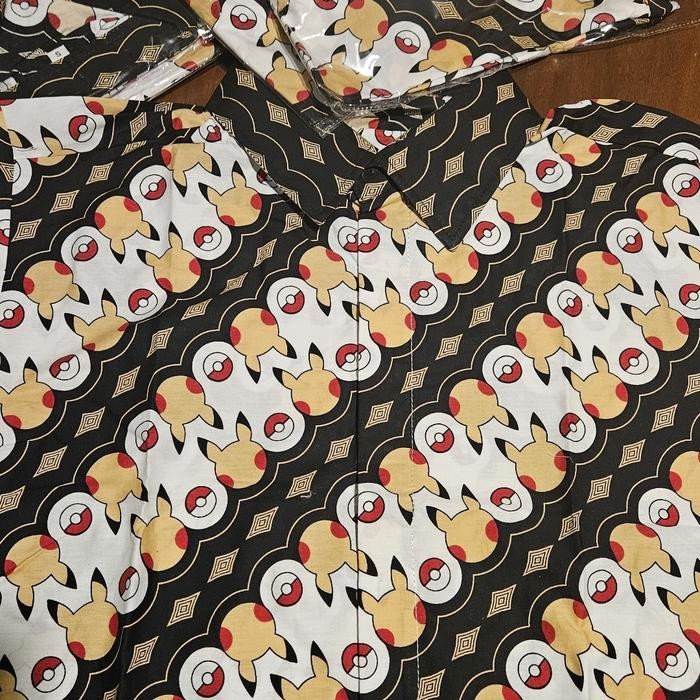 [New Arrival] kemeja batik pria pendek pokemon pikachu batik / batik pikachu - XXL anak-anak