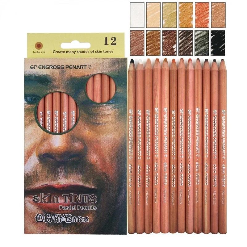 

Professional 12 Colors Skin Colored Pencils Set Portrait Color Charcoal Drawing School Student Supplies for Artist