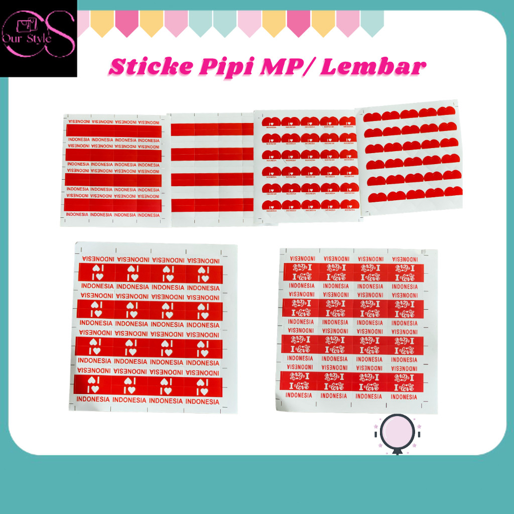 

Serba Agustus / Sticker Pipi / Stiker Bendera Merah Putih Dirgahayu/ Hut Ri / Kemerdekaan 1 Lembar Isi 32 Pcs
