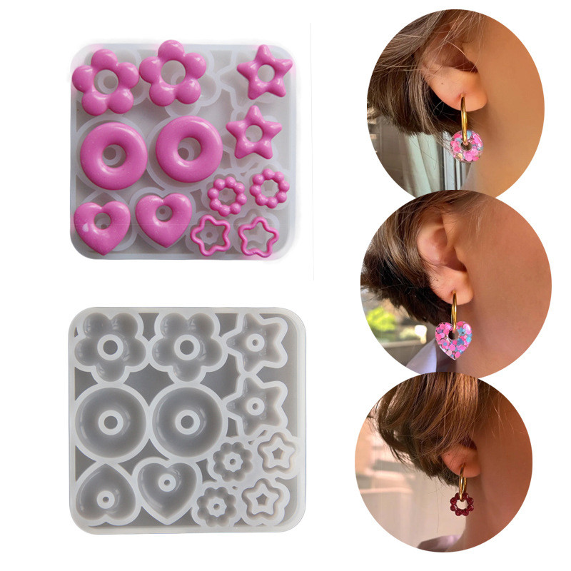 

DIY Handmade Earring Mold Circular Star Love Shaped Pendant Mold 3D Silicone Mold Multifuntional Jewelry Pendant Mold for Women