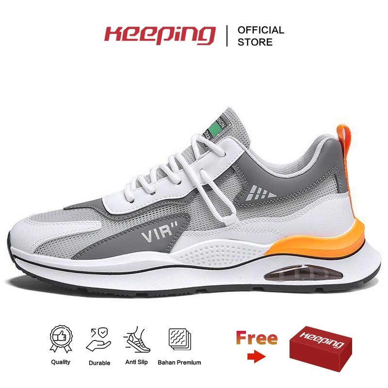 Keeping Sepatu Sneakers Pria Original 100% Sepatu Pria 2025 Putih Sepatu Kets Olahraga Cowok Sport K