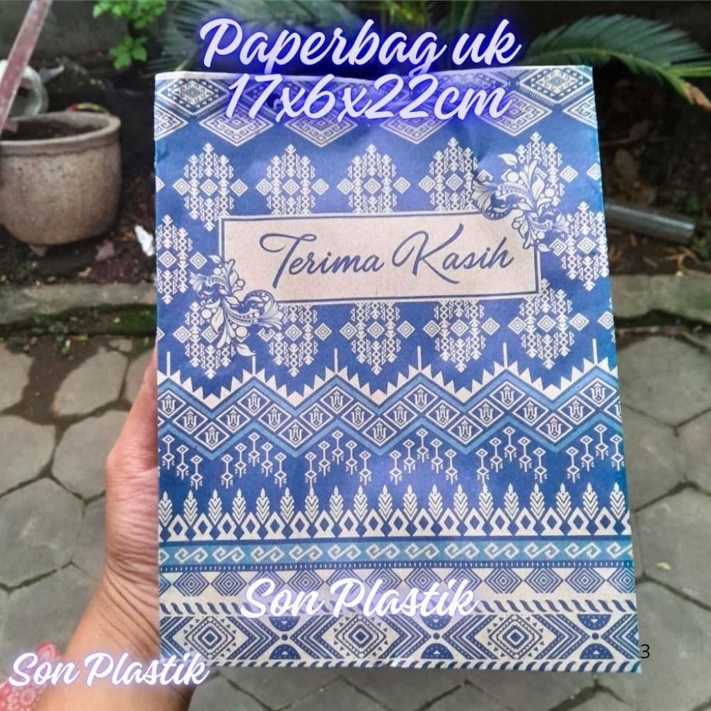 

(Isi 100) Uk 17x21x5 PAPERBAG MOTIF (Tali Benang) / TAS KERTAS MOTIF / TAS SOUVENIR