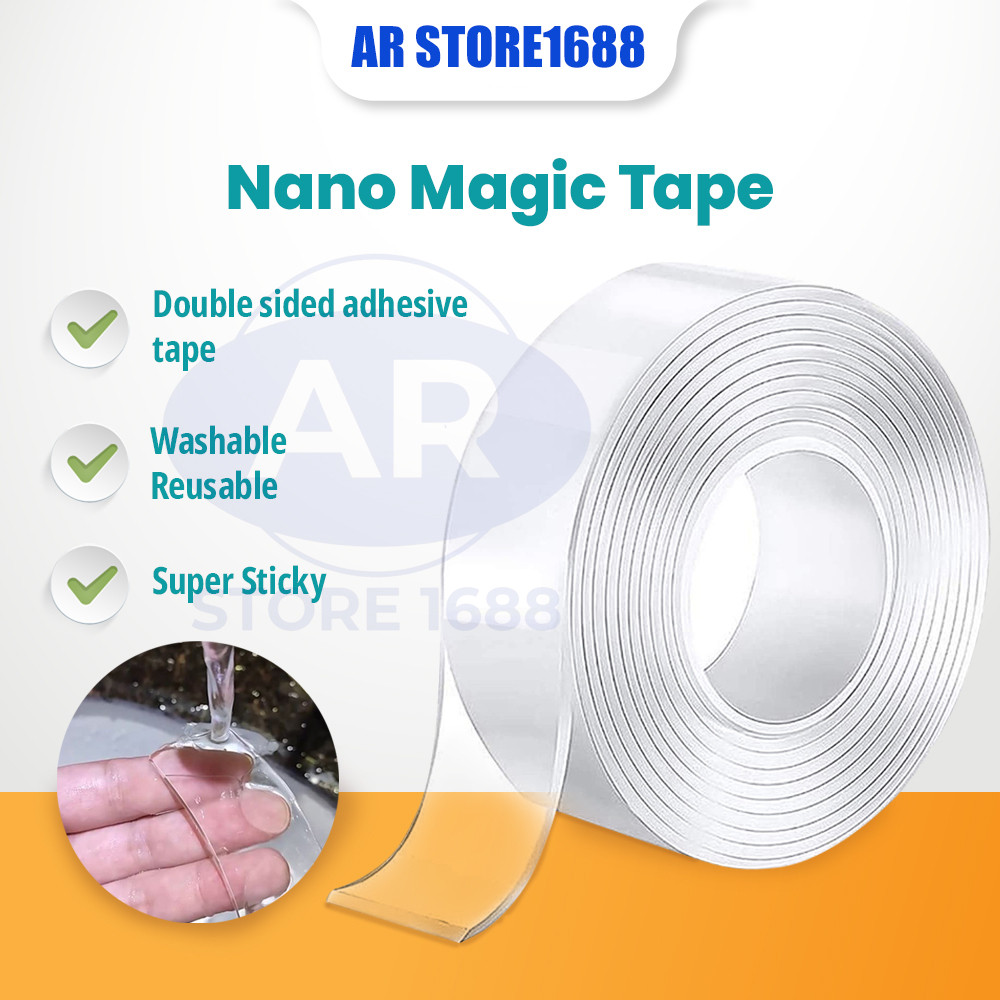

AR GROSIR Magic Tape Viral Double Tape Balon Nano Tape Double Tape Transparan Magic Nano Tape Solasi Bening Dua Sisi Waterproof