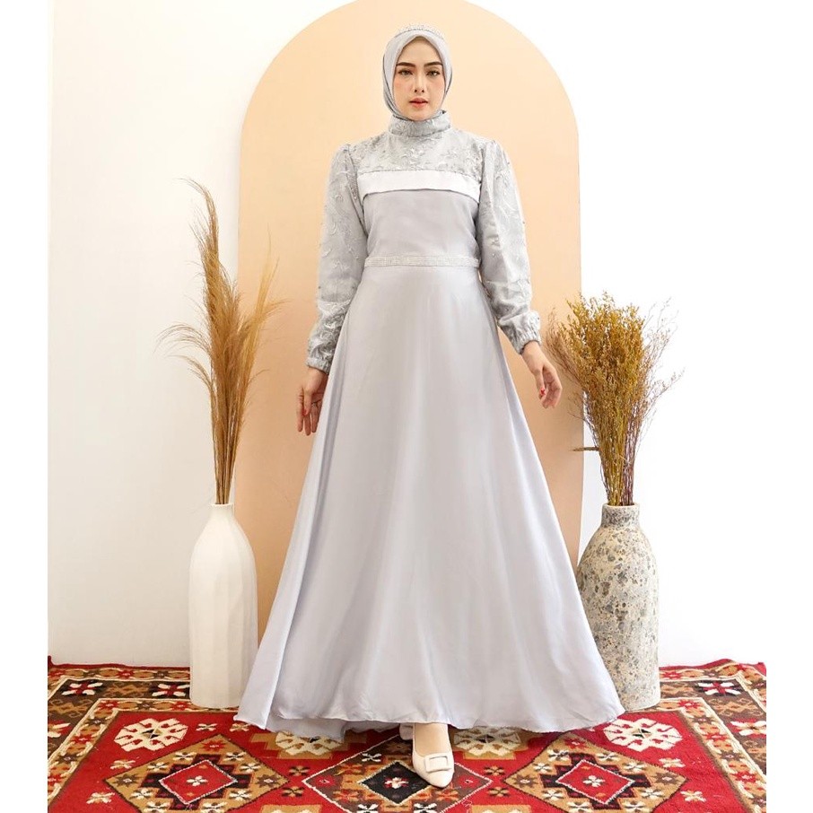 KINAN GAMIS MAXI DRESS PREMIUM MAXMARA SILK TILE / GAMIS PESTA / GAMIS KONDANGAN / MAXI PESTA / GAMI