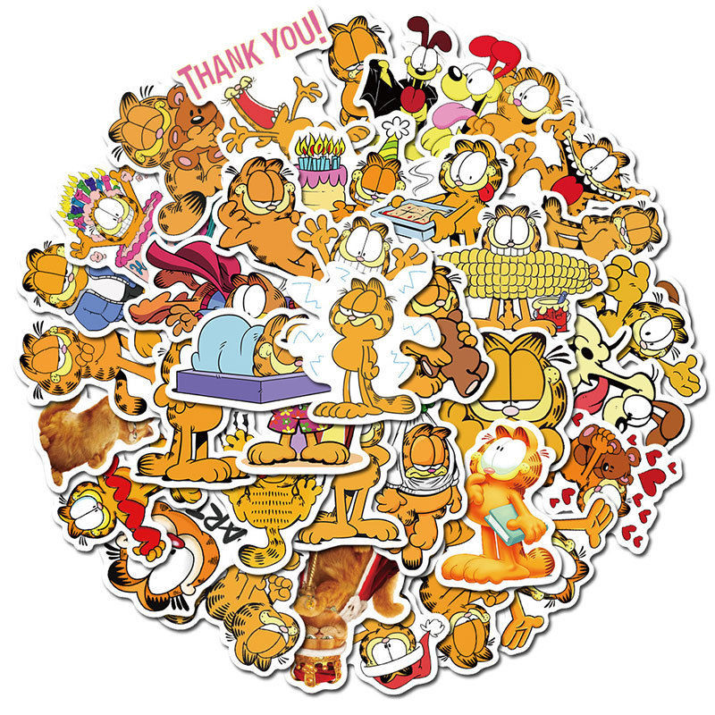 

50pcs Cartoon Garfield Sticker Creative Phone Case Skateboard Water Cup Diy Decoration Waterproof Decal Children's Toys Gift
