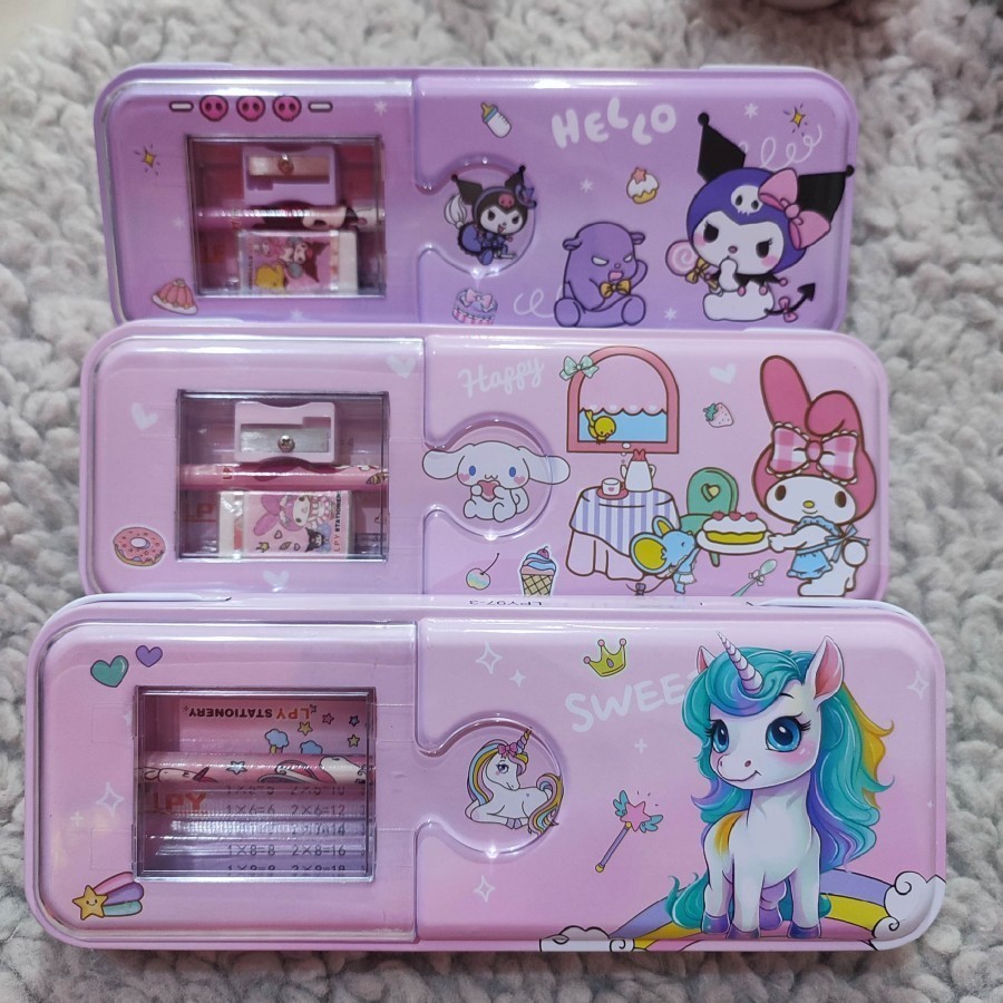 

kotak pensil karakter sanrio super hiro labubu set alat tempat pensil kuromi case kaleng bahan bagus