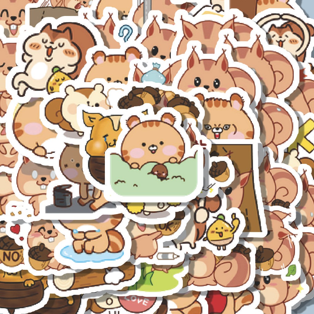 

100PCS Lucu Stiker Hewan Squirrel Stiker Aesthetic Stiker Anti Air Stikers Berperekat Waterproof sticker decal buat Motor Helm Buku Journal Koper Casing HP Laptop Botol Minum Hadiah anak