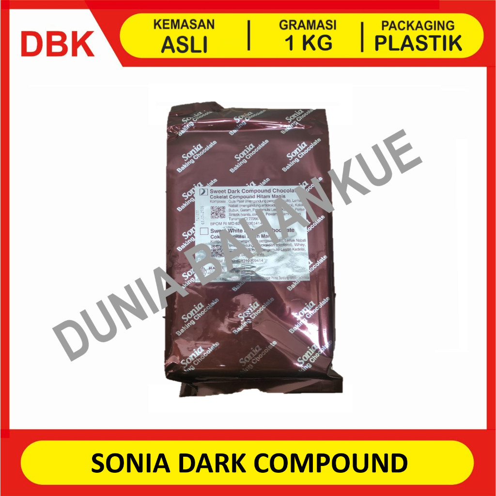 

SONIA DARK CHOCOLATE COMPOUND 1 KG / COKELAT BATANG COKLAT SONIA