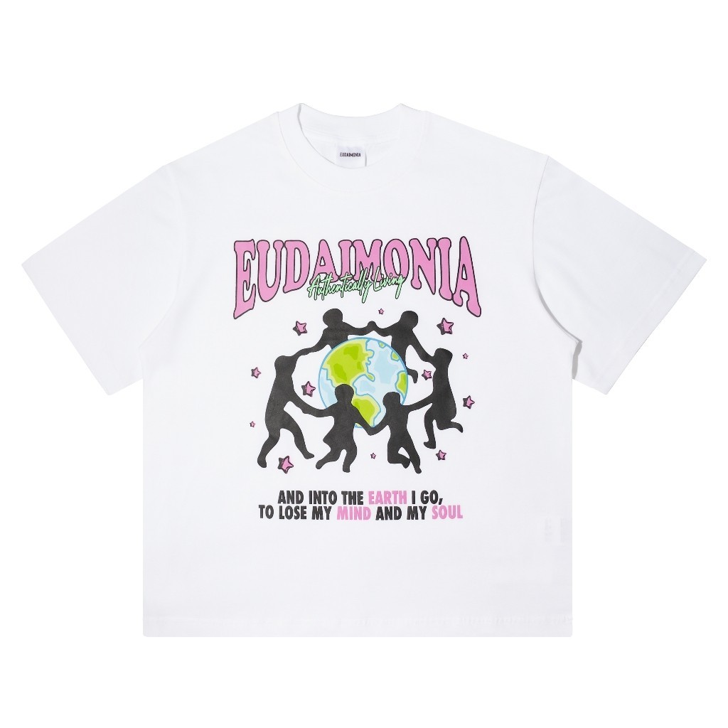 Eudaimonia - Kaos Boxy Fit Oversized Tshirt Earth White Tee Cotton YEP KAOS