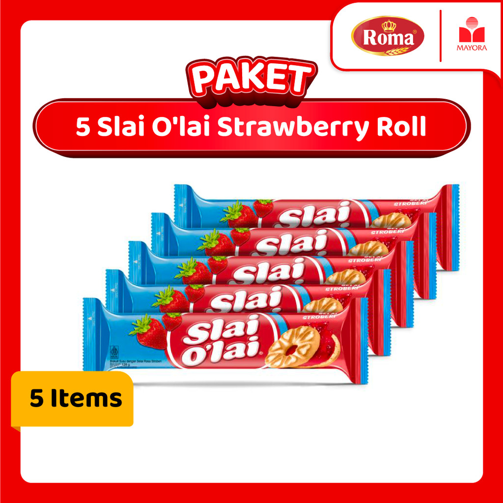 

Paket 5 Biskuit Roma Slai O'Lai Strawberry Roll 128 Gram