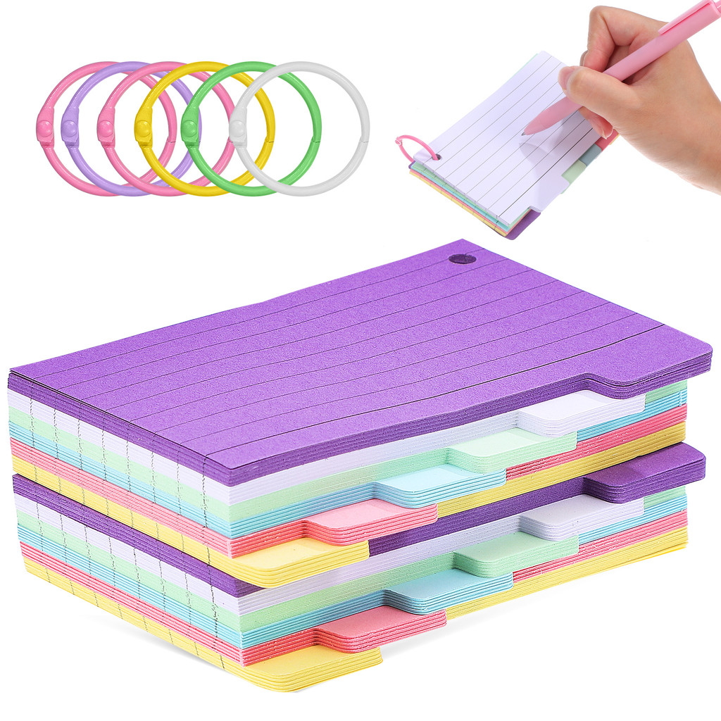 

6pcs 300 Sheets Coil Memo Pad 6 Color Rings Ruled Index Cards for Studying Note Taking Project Mapping Learning Flashcards