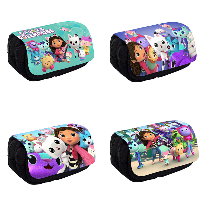 

Gabby's Dollhouse Theme Pencil Bag Nylon pencil case children black to school supplies High Quality stationery set