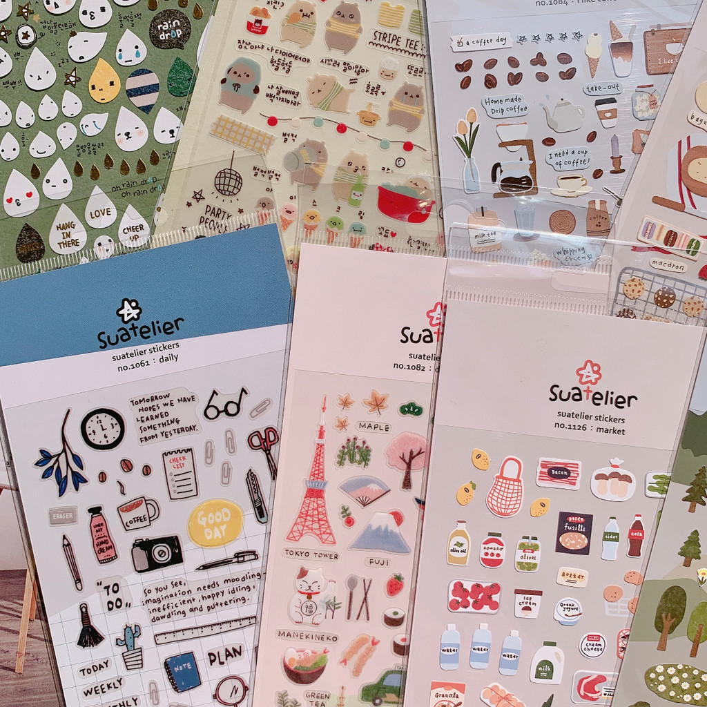 

Korean Import Suatelier Brand Fresh Flower Food Cartoon Stickers Scrapbooking Diy Journal Stationery Sticker Deco Aesthetic Gift