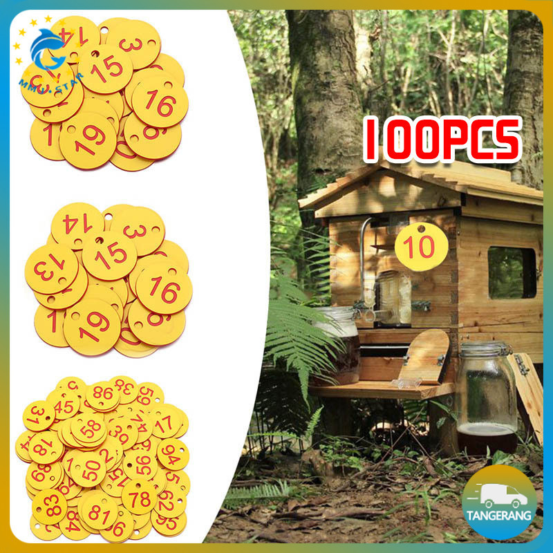 

100pcs Set Tags Mating Box Nomor Gantung Untuk Lebah Madu Bahan Plastik Food Grade Tahan Cuaca