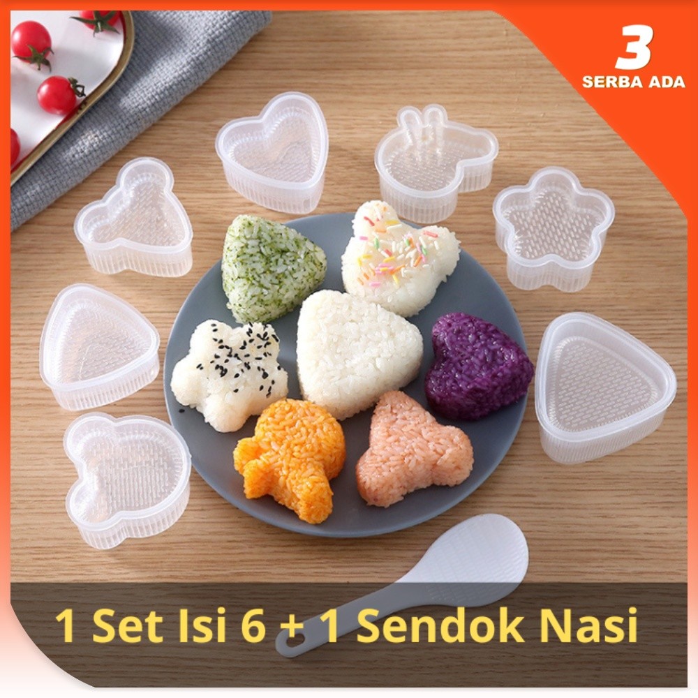 Cetakan Nasi 1 Set isi 6 Gratis Sendok Nasi / Cetakan Nasi Bento Karakter / Cetakan Sushi dan Onigir