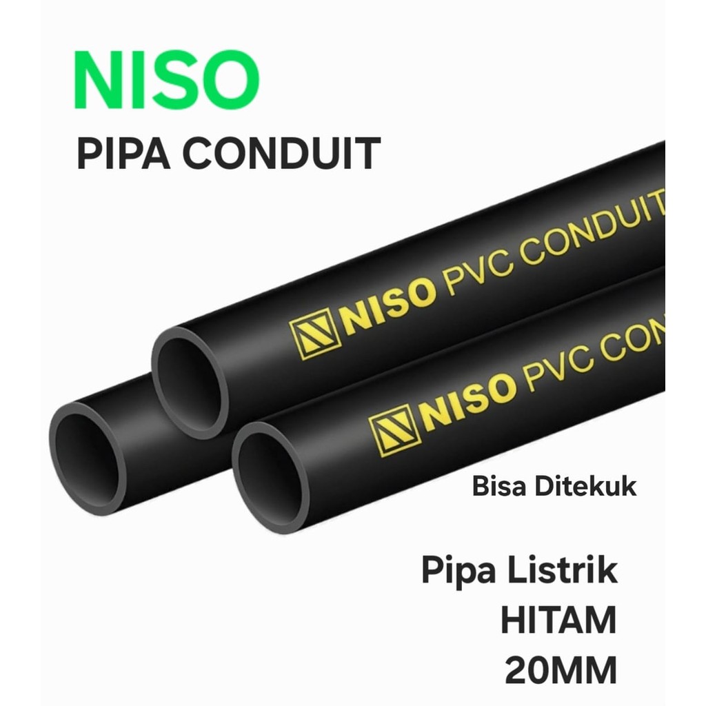 PIPA NISO LISTRIK CONDUIT HITAM NISO 20mm PANJANG 2.9M