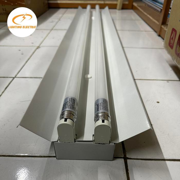 Kap Lampu TKO 2x36 Set komplit tl led Philips 2x16 Watt t8 120CM