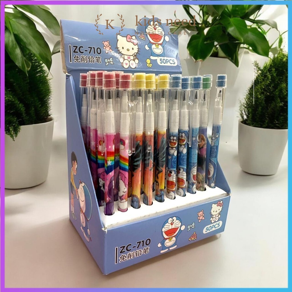 

(50pcs) pensil bensia isi ulang motif boneka /pensil lantu susun cabut harga per box