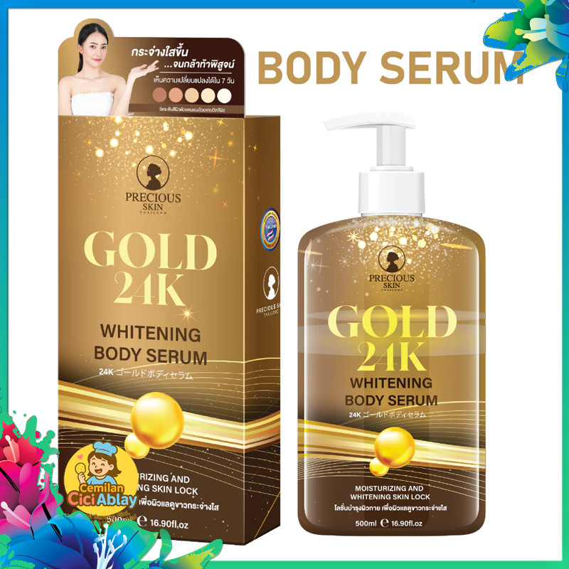 Precious Skin Thailand Gold 24K Body Serum / whitening Serum / Niacinamide Serum / Gold Serum 500 ml