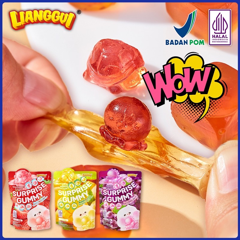 

[HALAL] LIANGGUI Suprise Candy 3 Varian Rasa | Permen Buah Rasa ( Mangga , Anggur dan Strawberry ) | Mango Flavoured Candy Grape and Strawberry Fudge Mangga Anggur Jelly | Jelly Varian Rasa