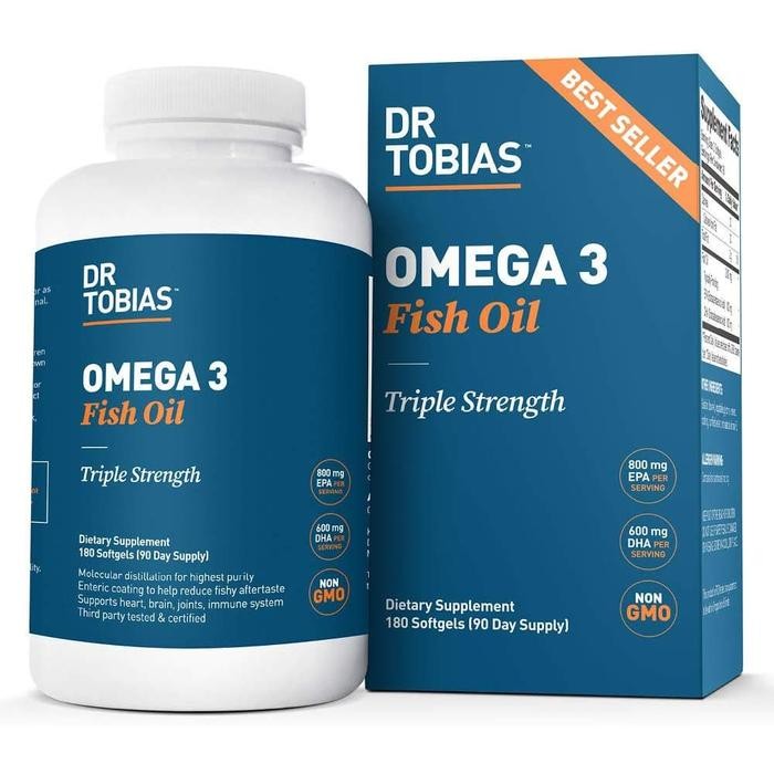 Dr. Tobias Omega 3 Fish Oil Triple Strength, Burpless, Non-GMO, NSF-Ce
