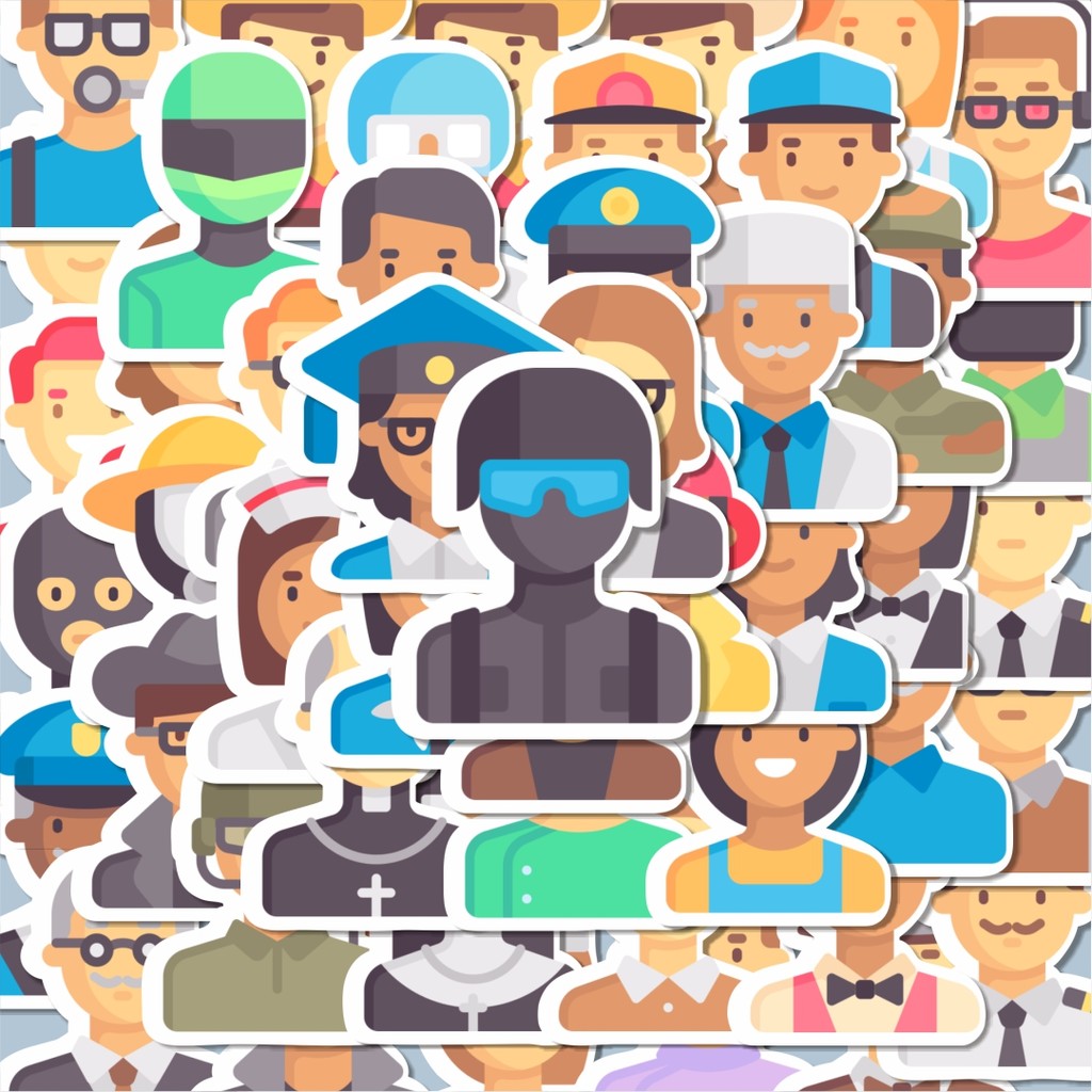 

100PCS Lucu Stiker Avatar Pekerjaan dan Profesi Stiker Aesthetic Stiker Anti Air Stikers Berperekat Waterproof sticker decal buat Motor Helm Buku Journal Koper Casing HP Laptop Botol Minum Hadiah anak