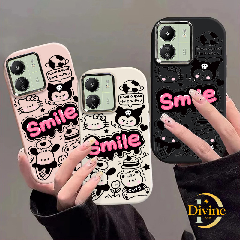 Casing Redmi Sanrio Ungu Hitam Soft Case Lucu Chubby Case Fashion Cocok untuk Redmi Note 9A 9I 12 9C