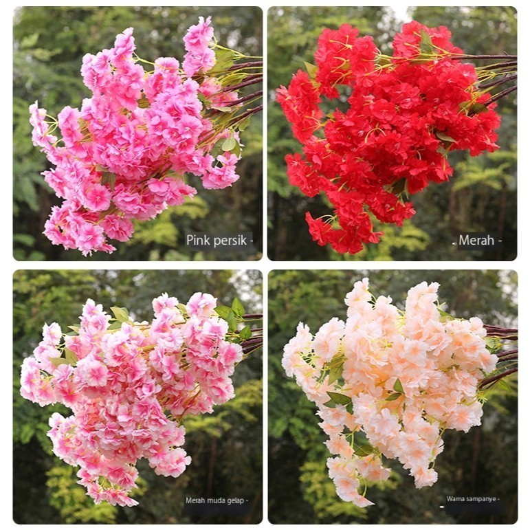 Batang & Pohon Sakura Sintetis Plastik - Hiasan Pernikahan, Ruang Tamu, Lantai Atap, Bunga Palsu