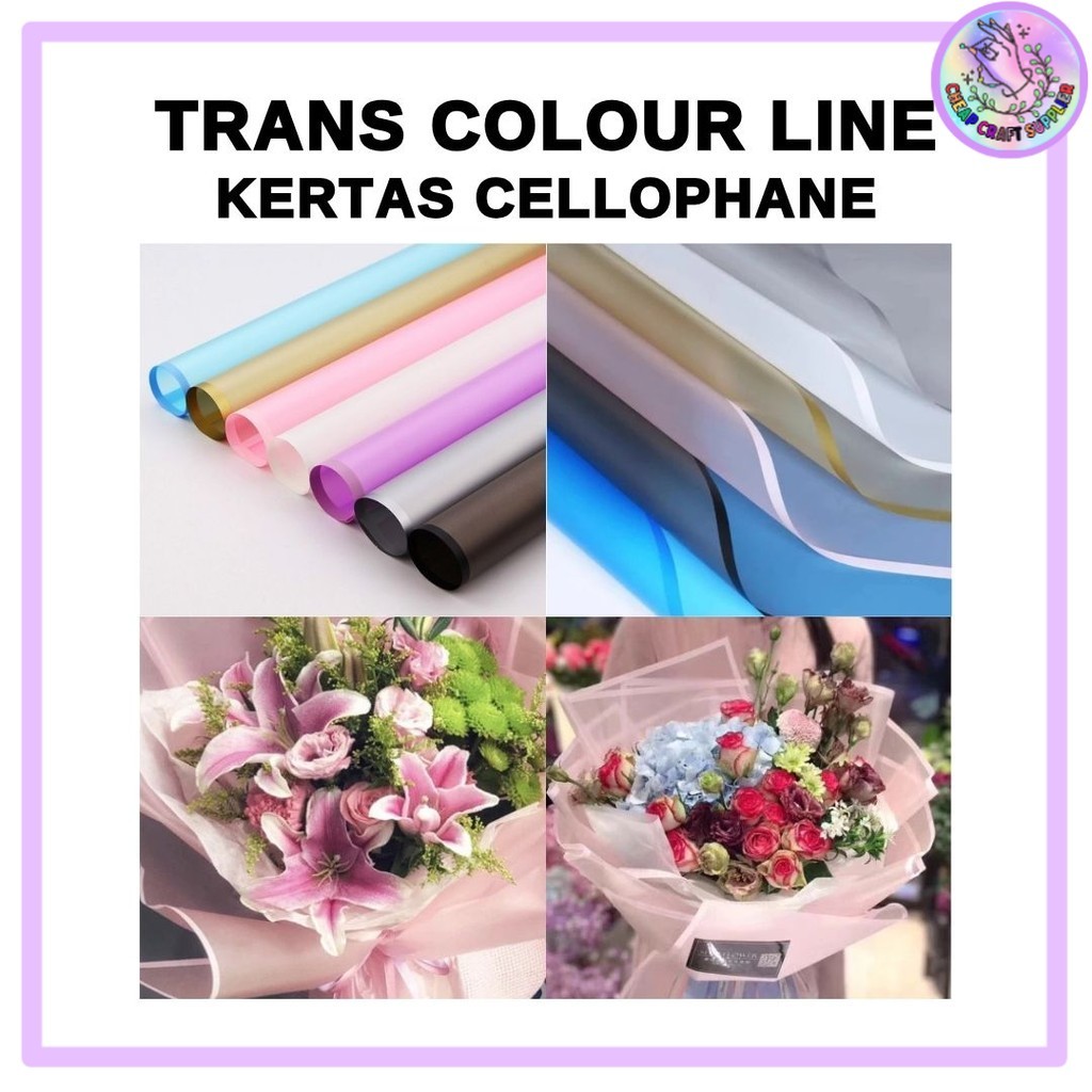 

(20 LEMBAR) Kertas Cellophane Buket Bunga - TRANSPARAN COLOUR LINE - Flower Wrapping Paper