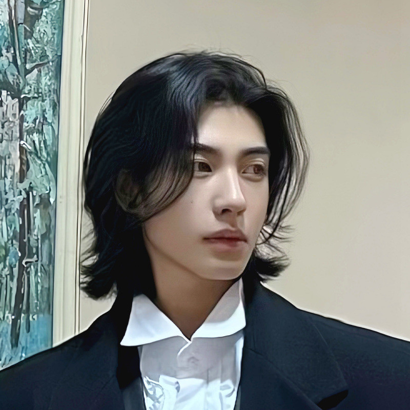 Wig Ekor Serigala untuk Anak Laki-laki, Wig Kepala Penuh, Rambut Panjang Tampan Jepang Imitasi Artis