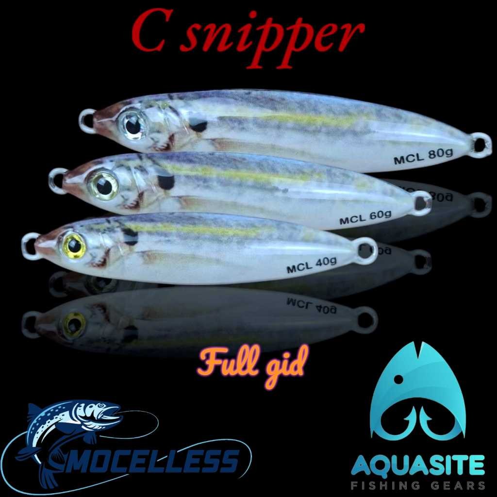 AQUASITE metal jig 40 60 80 gram umpan jigging bionik kualitas super glow in the dark decal model se